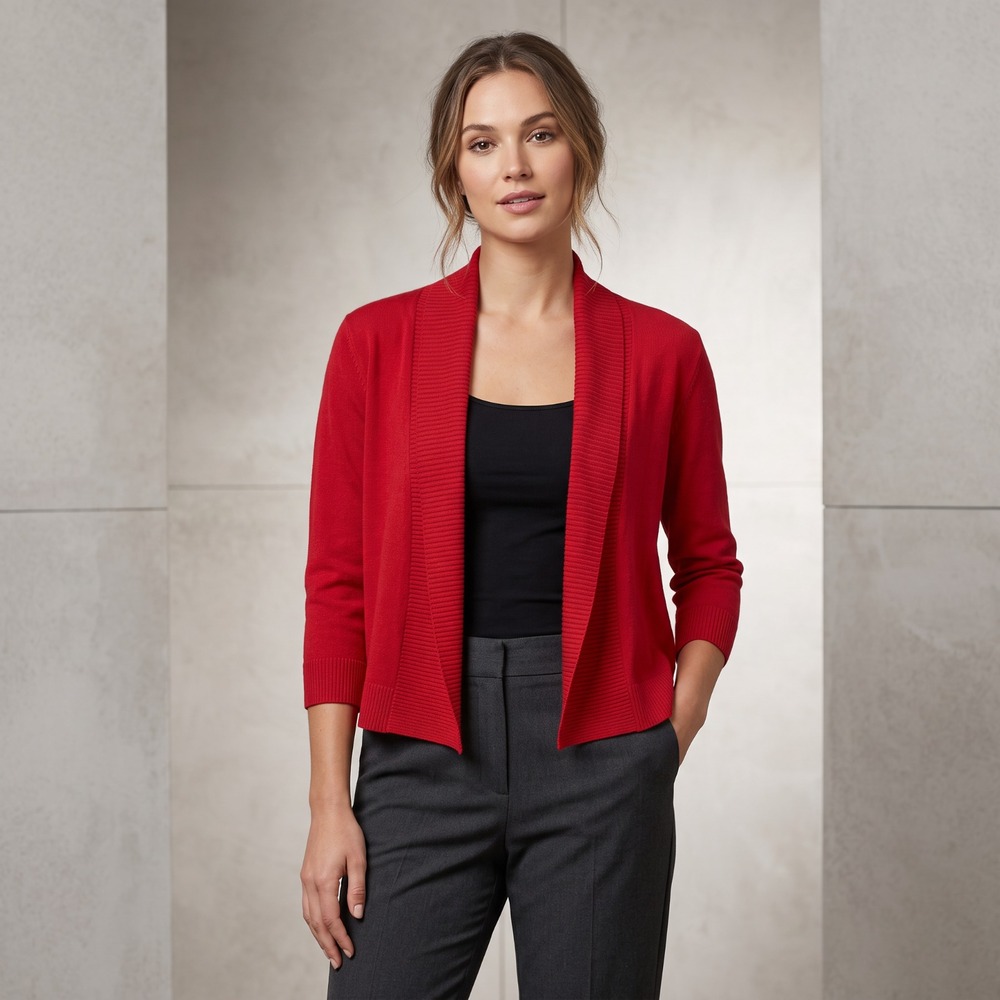 89th Madison Red Cropped Cardigan Sweater Lightweight Office Classic Preppy M